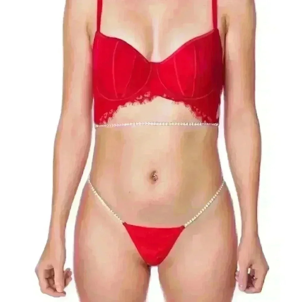 Soft Cup Rhinestone Lace Bra,  Eclipse